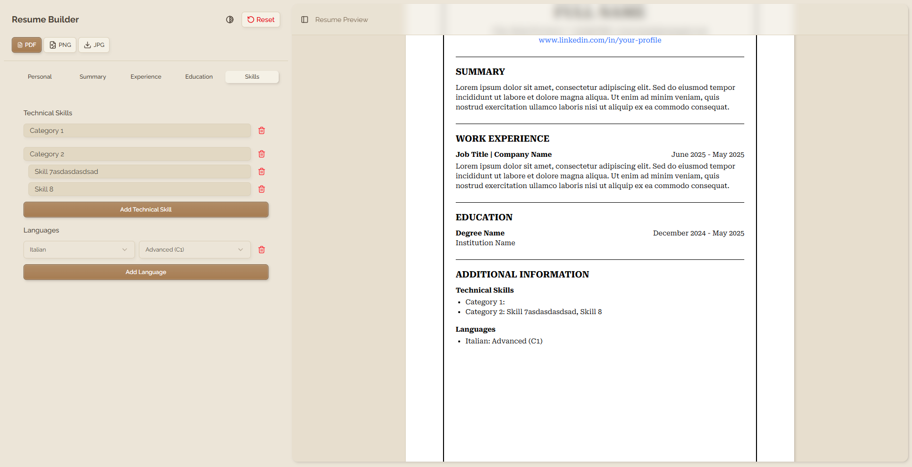 Resume Builder Preview